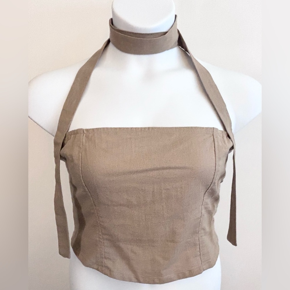 MOTEL Tan Tube Top with Scarf y2k L